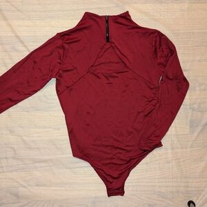 Elegant Maroon Long-Sleeve Bodysuit